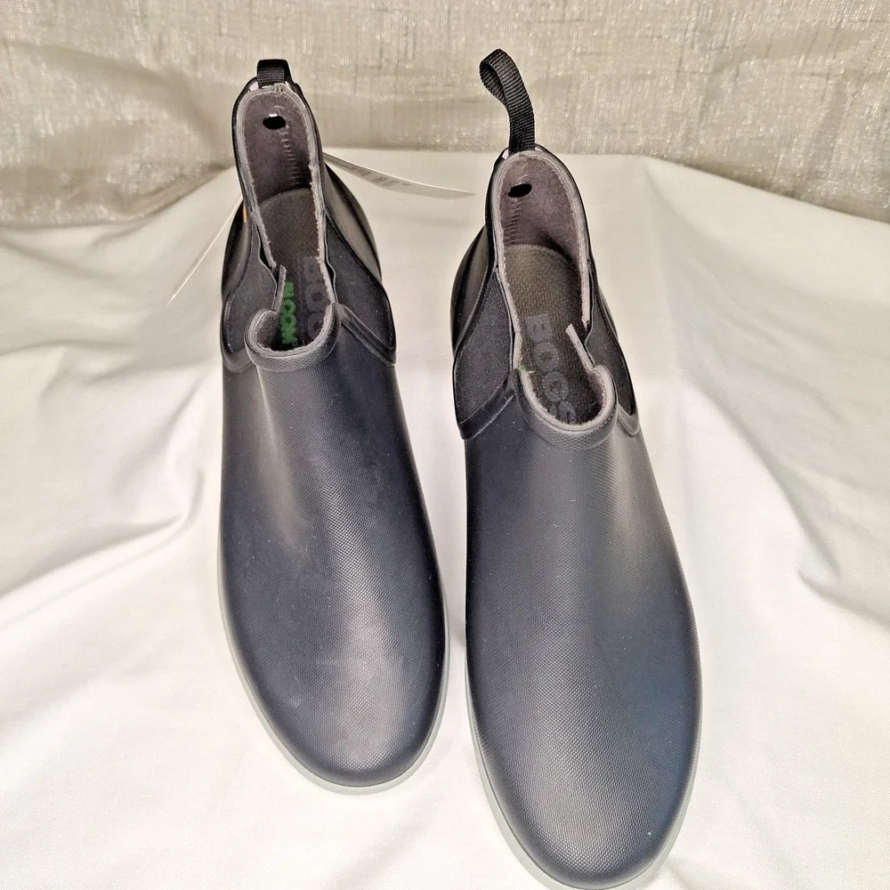 BOGS Kicker Rain Chelsea Boot Women's US 9 Black Gray Lavender Lilac Waterproof